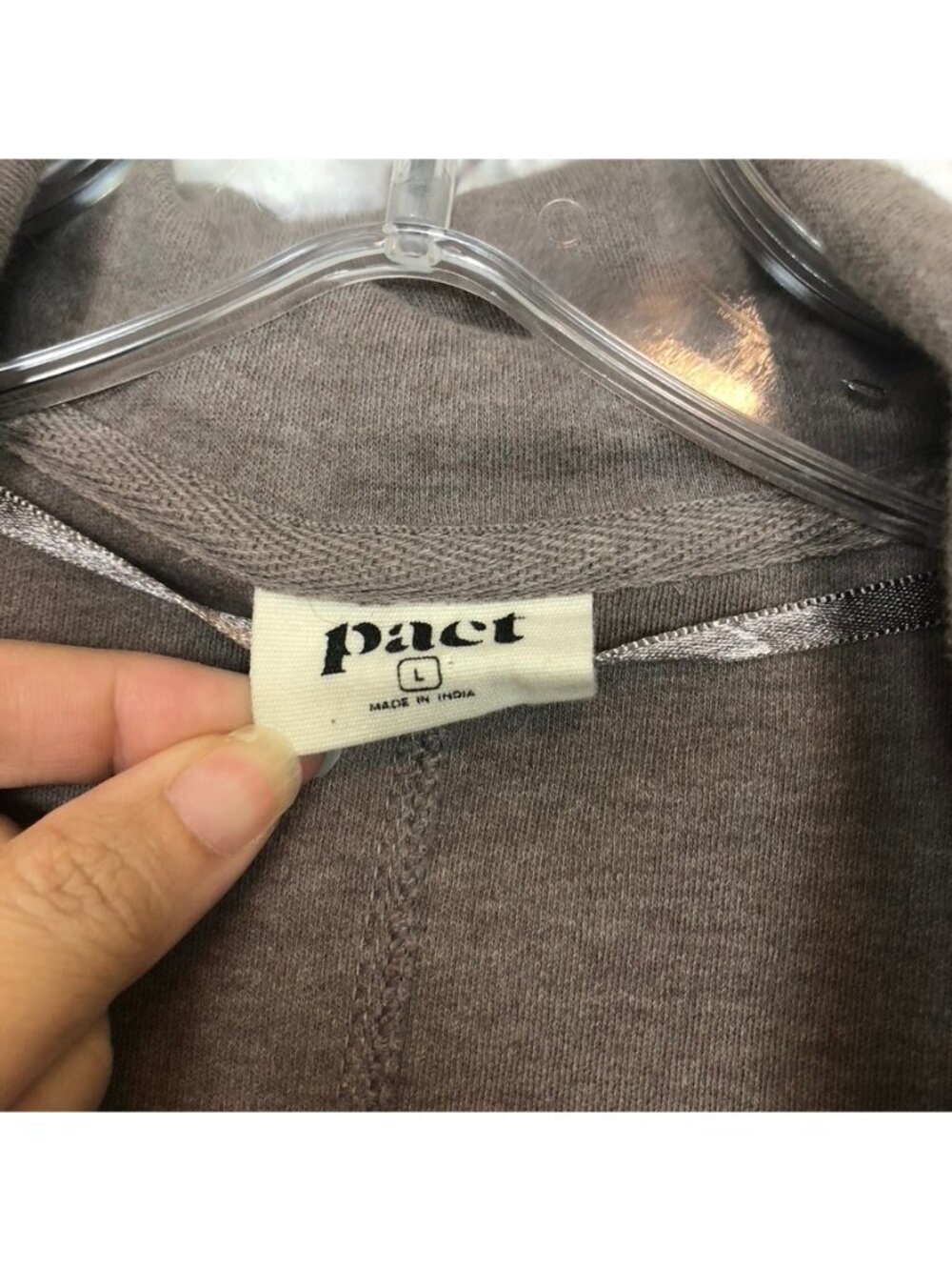 Pact Organic Cotton Airplane Relaxed Blazer Size L Taupe Brown - Picture 5 of 7